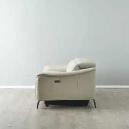 Carolina Cream Leather 3-Seater Electric Recliner 