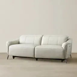 Carolina Cream Leather 3-Seater Electric Recliner 