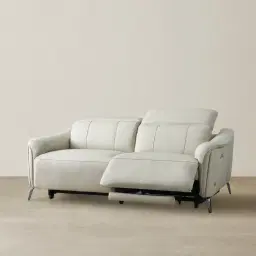 Carolina Cream Leather 2-Seater Electric Recliner 