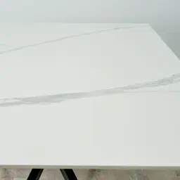 Lena White Sintered Stone Dining Table - Black Legs