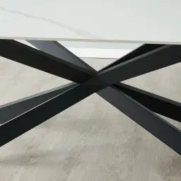 Lena White Sintered Stone Dining Table - Black Legs