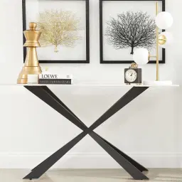 Lena White Sintered Stone Console Table