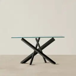 Lola Black Console Table - Glass Top