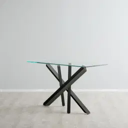 Lola Black Console Table - Glass Top