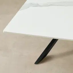 Lena White Sintered Stone Coffee Table - Black Legs