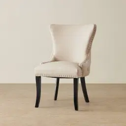 Camille II Beige Vegan Leather Dining Chair 