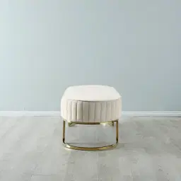 Hilda II Cream Velvet Ottoman 