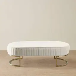 Hilda II Cream Velvet Ottoman 