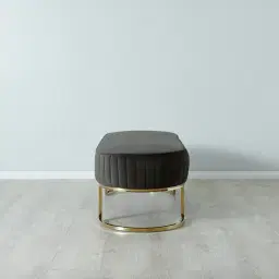 Hilda II Charcoal Velvet Ottoman 