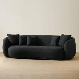 Everett Black Boucle 3-Seater Sofa