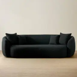 Everett Black Boucle 3-Seater Sofa