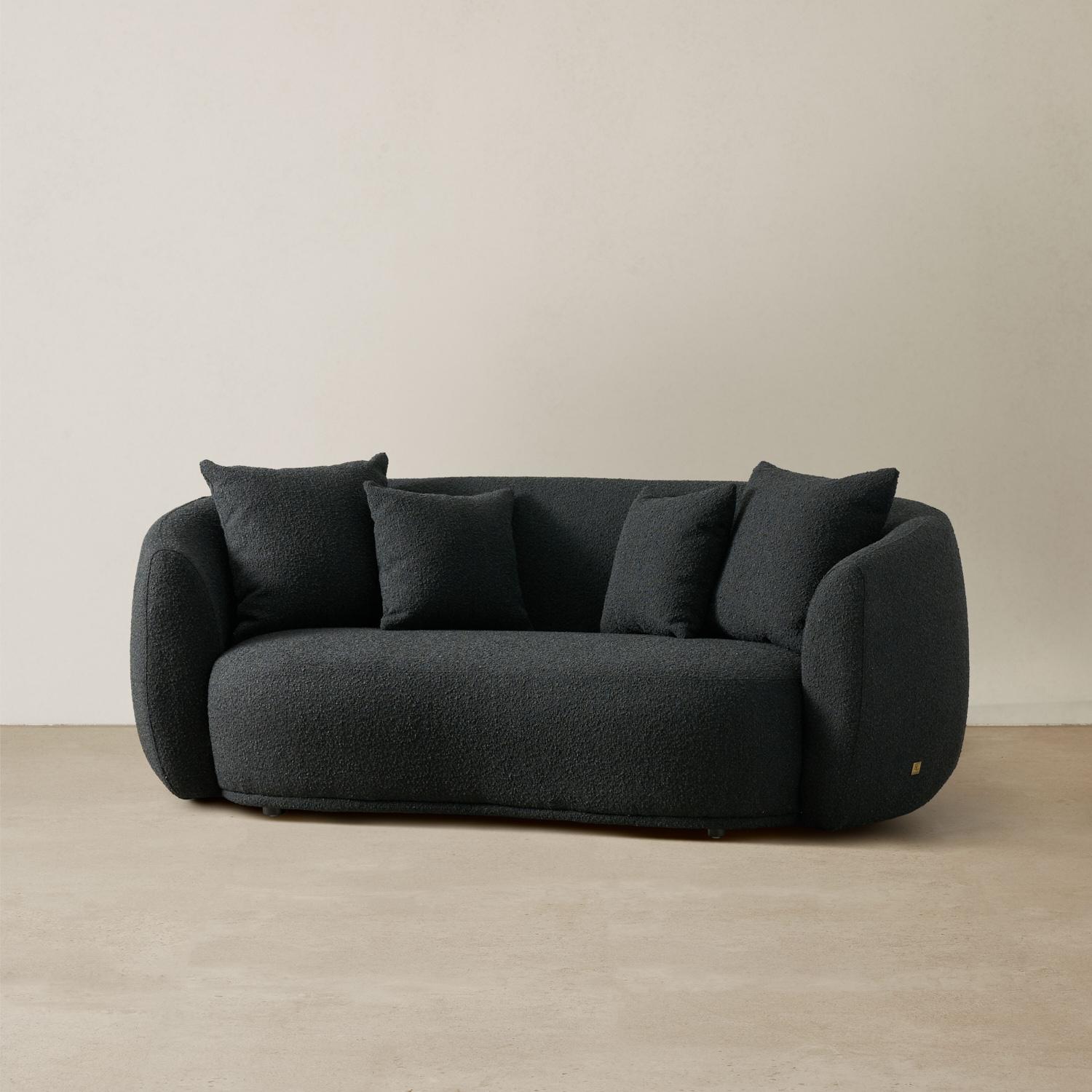 Everett Black Boucle 2 Seater Sofa 