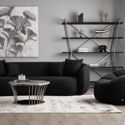 Everett Black Boucle 2 Seater Sofa 