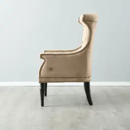 Deco Beige Velvet Armchair