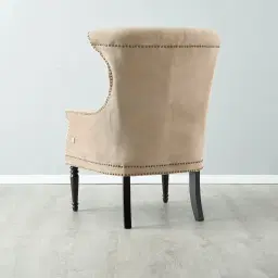 Deco Beige Velvet Armchair