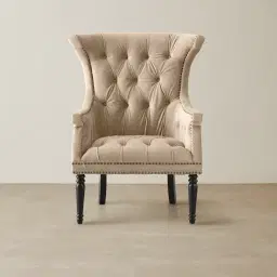 Deco Beige Velvet Armchair