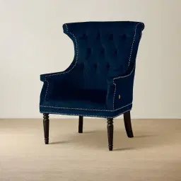 Deco Navy Blue Velvet Armchair