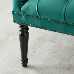 Deco Peacock Blue Velvet Armchair