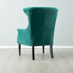 Deco Peacock Blue Velvet Armchair