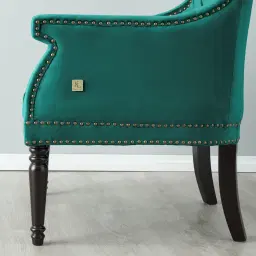 Deco Peacock Blue Velvet Armchair
