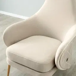 Anya Cream Velvet with Back Pattern Occasional Chair