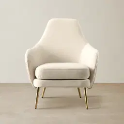 Anya Cream Velvet with Back Pattern Occasional Chair