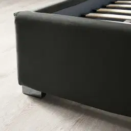 Jacques Charcoal Velvet King Bed - Black Nickel Frame