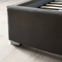 Jacques Charcoal Velvet Queen Bed - Black Nickel Frame