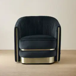 Crown Midnight Black Velvet Occasional Chair