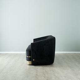 Crown Midnight Black Velvet 3-Seater Sofa