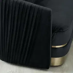 Crown Midnight Black Velvet 3-Seater Sofa