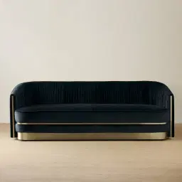 Crown Midnight Black Velvet 3-Seater Sofa