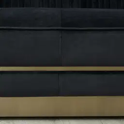 Crown Midnight Black Velvet 3-Seater Sofa