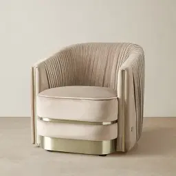 Crown Beige Velvet Occasional Chair