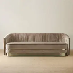 Crown Beige Velvet 3-Seater Sofa