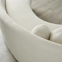 Maddie Curved Cream Turrel 3-Seater Sofa