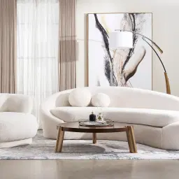 Maddie Curved Cream Turrel 3-Seater Sofa