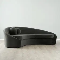 Maddie Curved Charcoal Velvet 3-Seater Sofa