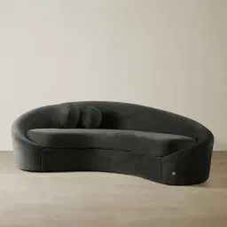 Maddie Curved Charcoal Velvet 3-Seater Sofa