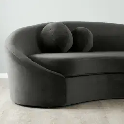 Maddie Curved Charcoal Velvet 3-Seater Sofa