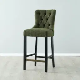 Saxon Olive Green Boucle Bar Stool