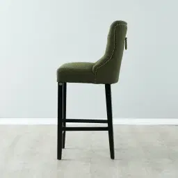 Saxon Olive Green Boucle Bar Stool