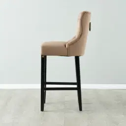 Saxon Beige Velvet Bar Stool