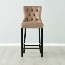 Saxon Beige Velvet Bar Stool