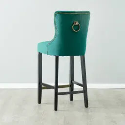 Saxon Peacock Blue Velvet Bar Stool