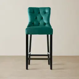 Saxon Peacock Blue Velvet Bar Stool