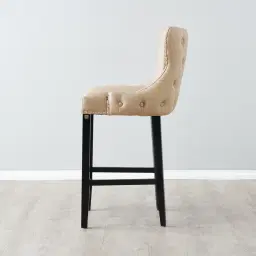 Camille II Beige Vegan Leather Bar Stool