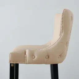 Camille II Beige Vegan Leather Bar Stool