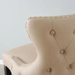 Camille II Beige Vegan Leather Bar Stool