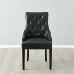 Saxon Black Vegan Leather Dining Chair